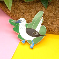Blue footed booby bird hard enamel pin