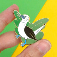 Blue footed booby bird hard enamel pin
