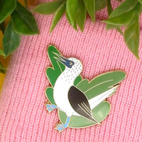 Blue footed booby bird hard enamel pin
