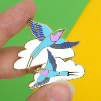 Lilac breasted roller hard enamel pin
