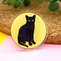 Black cat acrylic pin