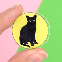 Black cat acrylic pin