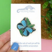 Dodd's azure butterfly hard enamel pin