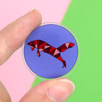 Leaping fox acrylic pin