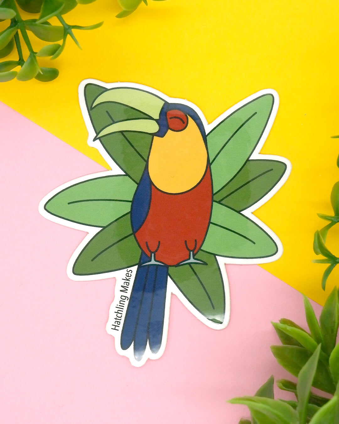 Green-billed toucan vinyl sticker
