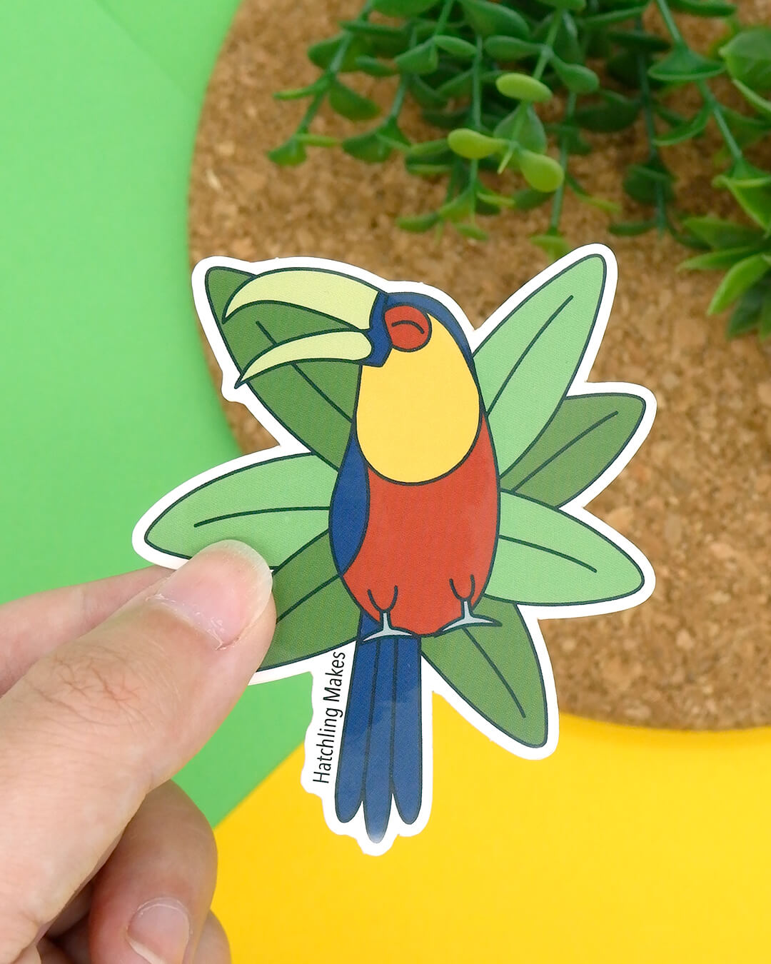 Green-billed toucan vinyl sticker