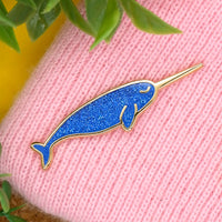 Narwhal glitter mini pin