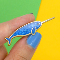Narwhal glitter mini pin