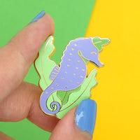 Short snouted seahorse hard enamel pin