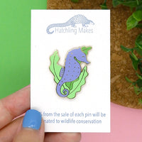 Short snouted seahorse hard enamel pin
