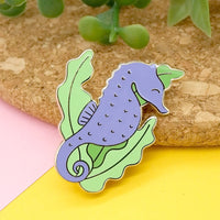 Short snouted seahorse hard enamel pin