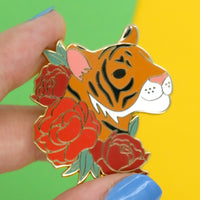 Peony Tiger Hard Enamel Pin