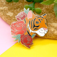 Peony Tiger Hard Enamel Pin