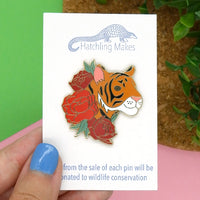 Peony Tiger Hard Enamel Pin