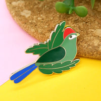 Red crested turaco hard enamel pin