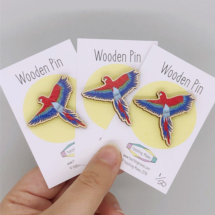 Scarlet Macaw Wooden Pin