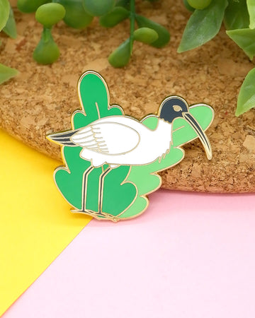 Australian White Ibis (Bin Chicken) hard enamel pin