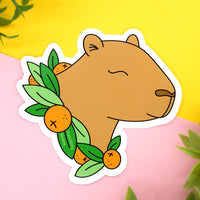 Capybara with Oranges Vinyl Sticker