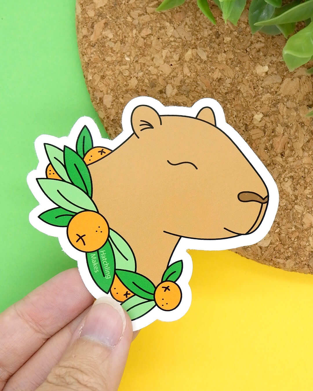 Capybara with Oranges Vinyl Sticker