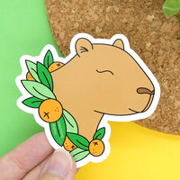 Capybara with Oranges Vinyl Sticker