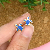 Sea turtle enamel earring studs