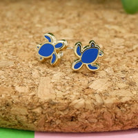 Sea turtle enamel earring studs