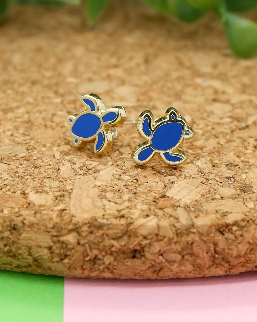 Sea turtle enamel earring studs