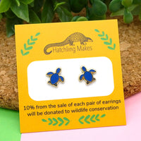 Sea turtle enamel earring studs