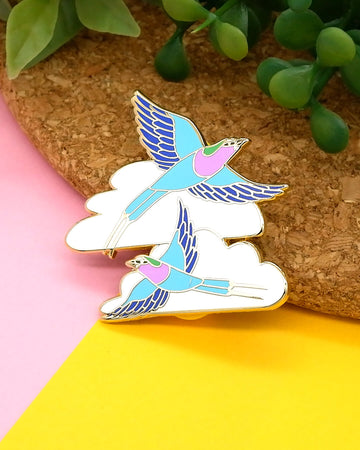 Lilac breasted roller hard enamel pin