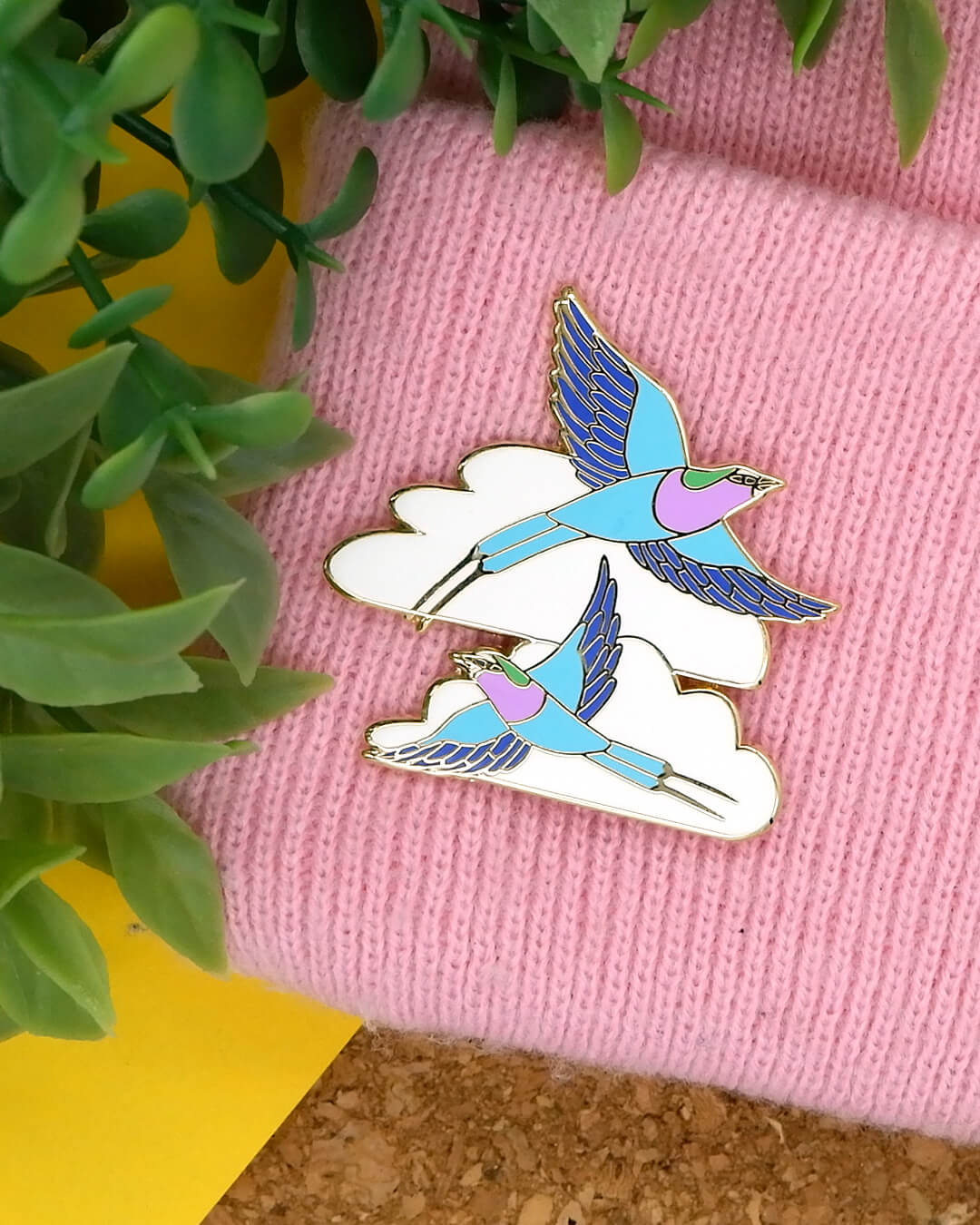 Lilac breasted roller hard enamel pin
