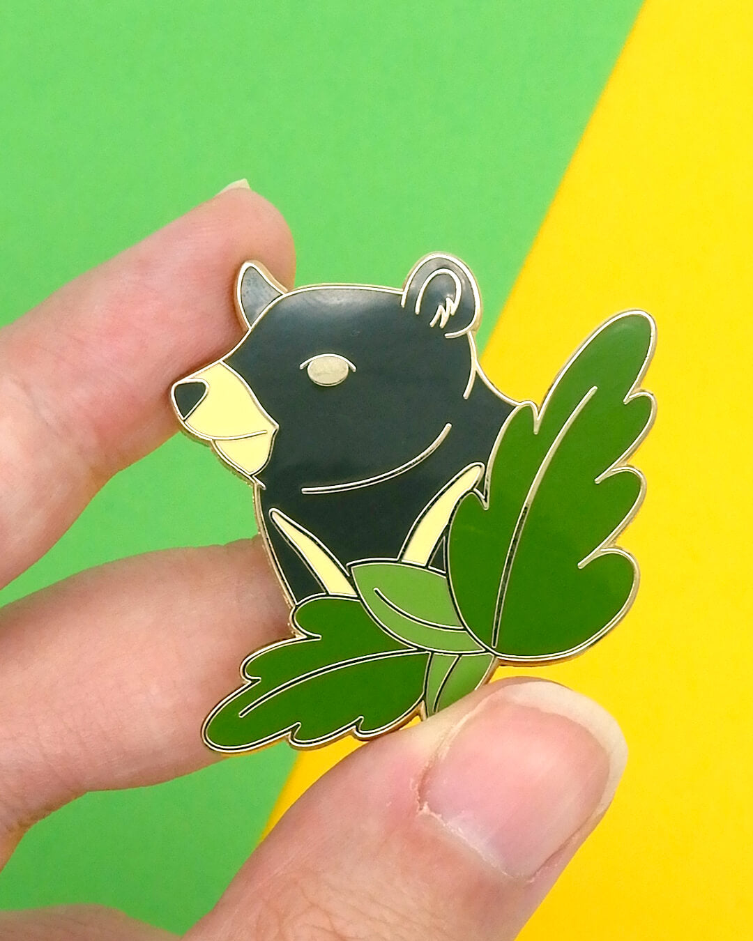 Moon bear hard enamel pin