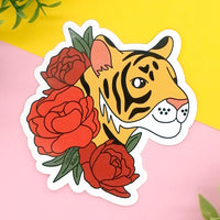 Peony Tiger Vinyl Sticker