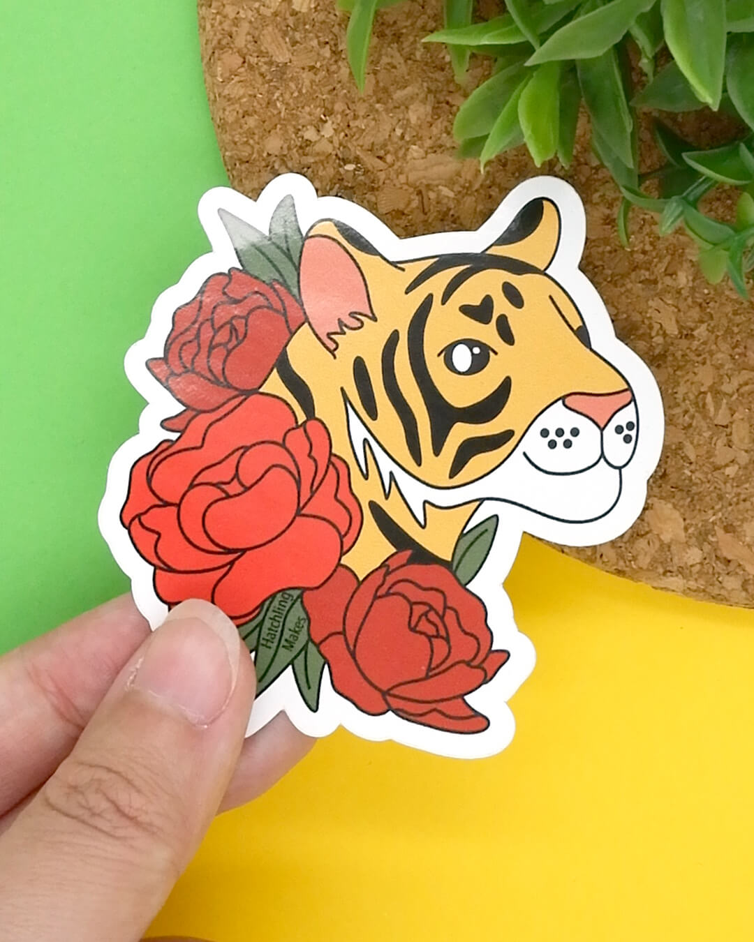 Peony Tiger Vinyl Sticker