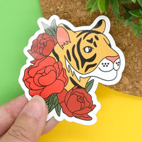 Peony Tiger Vinyl Sticker