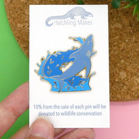 Thresher shark hard enamel pin