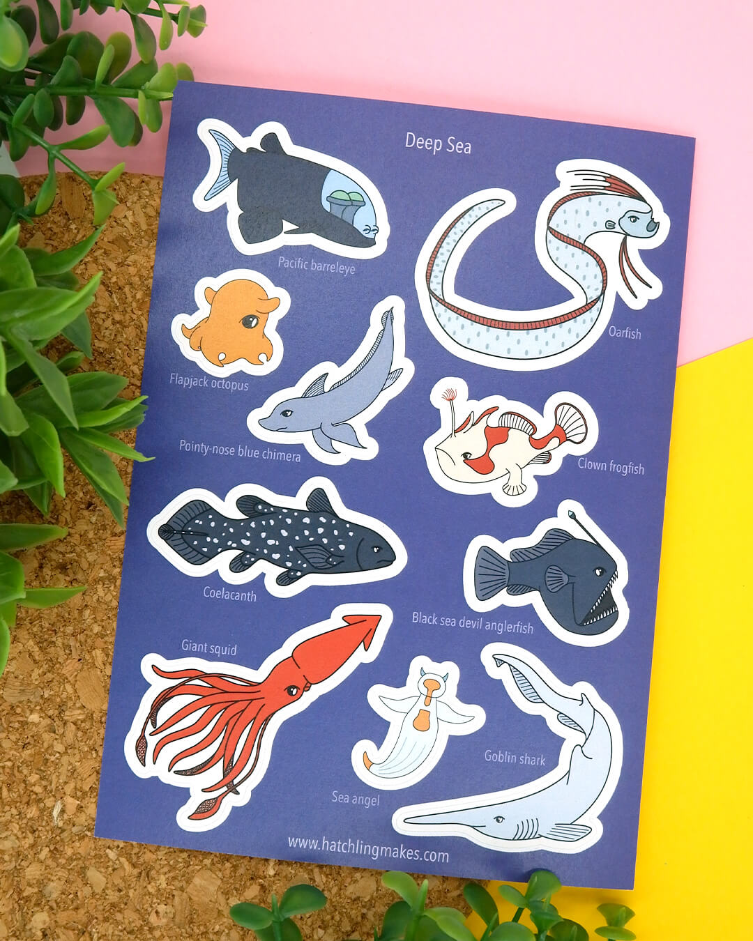 Deep Sea Creatures A6 Sticker Sheet