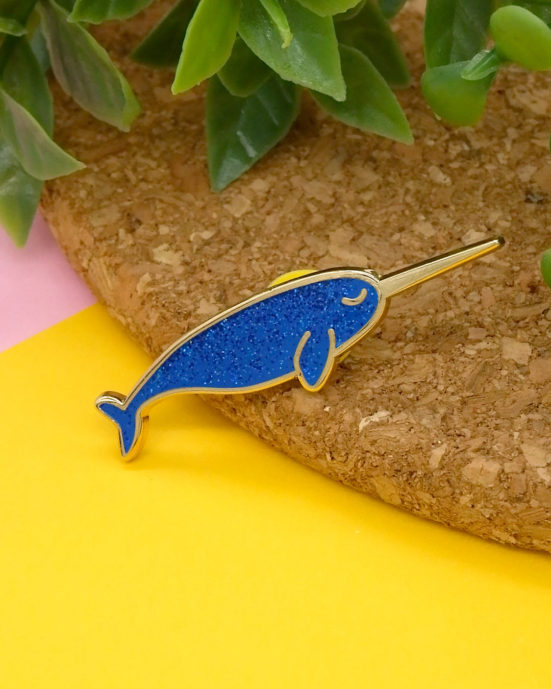 Narwhal glitter mini pin