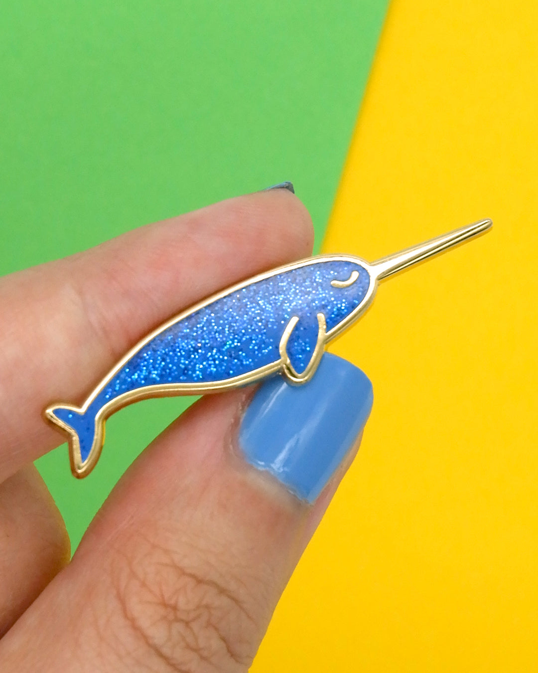 Narwhal glitter mini pin