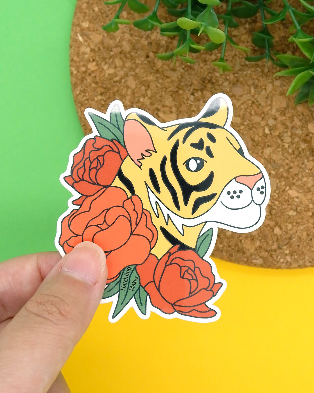 Peony Tiger Vinyl Sticker