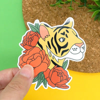 Peony Tiger Vinyl Sticker