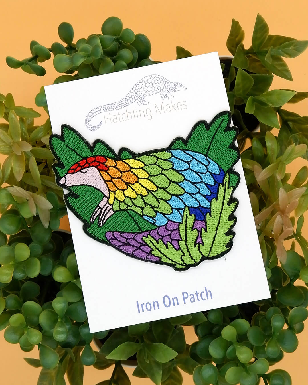 Rainbow Pangolin Embroidered Patch