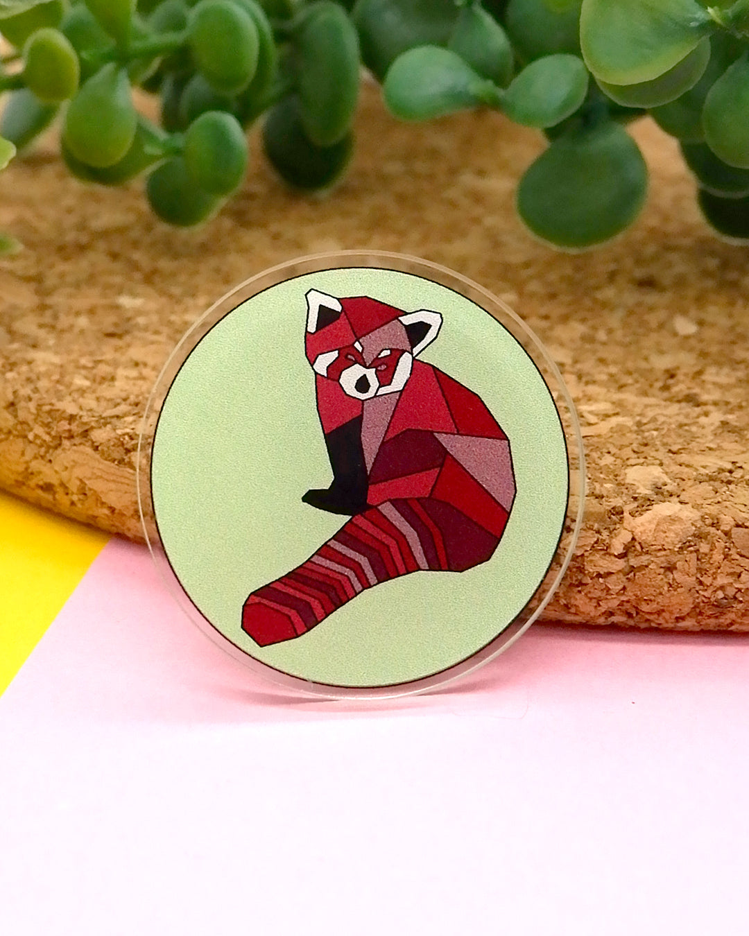 Red panda acrylic pin