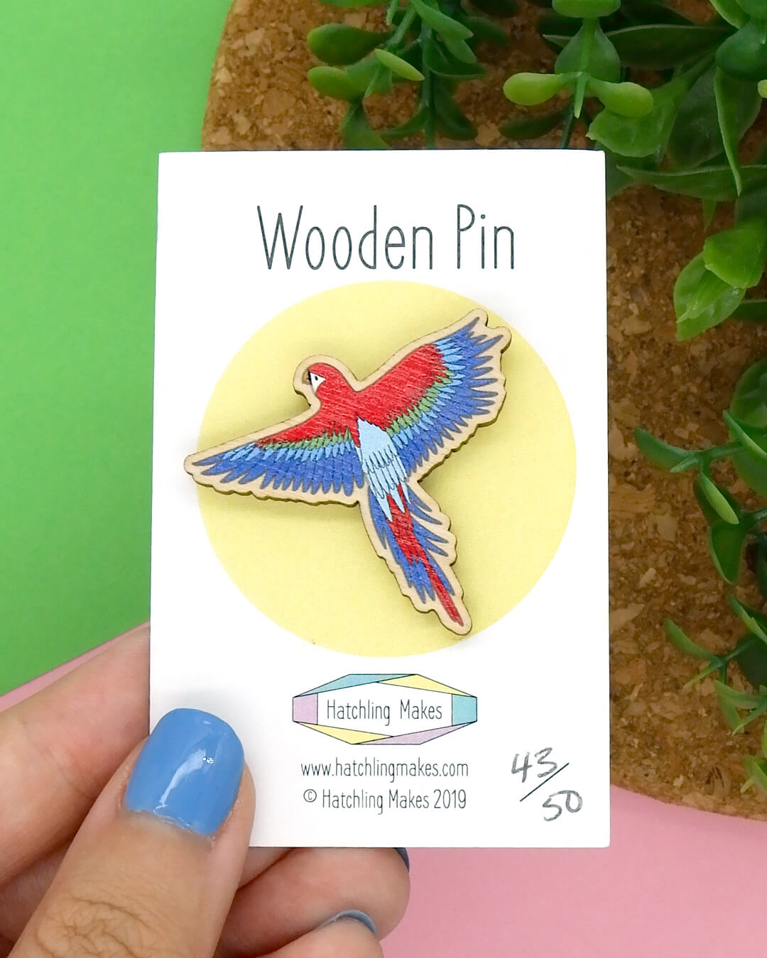 Scarlet Macaw Wooden Pin