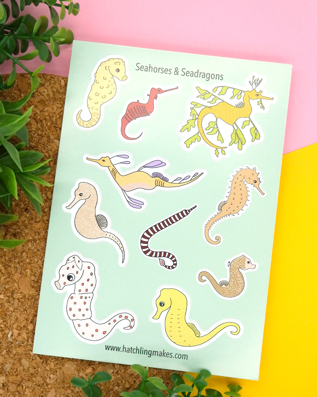 Seahorses and Seadragons A6 Sticker Sheet