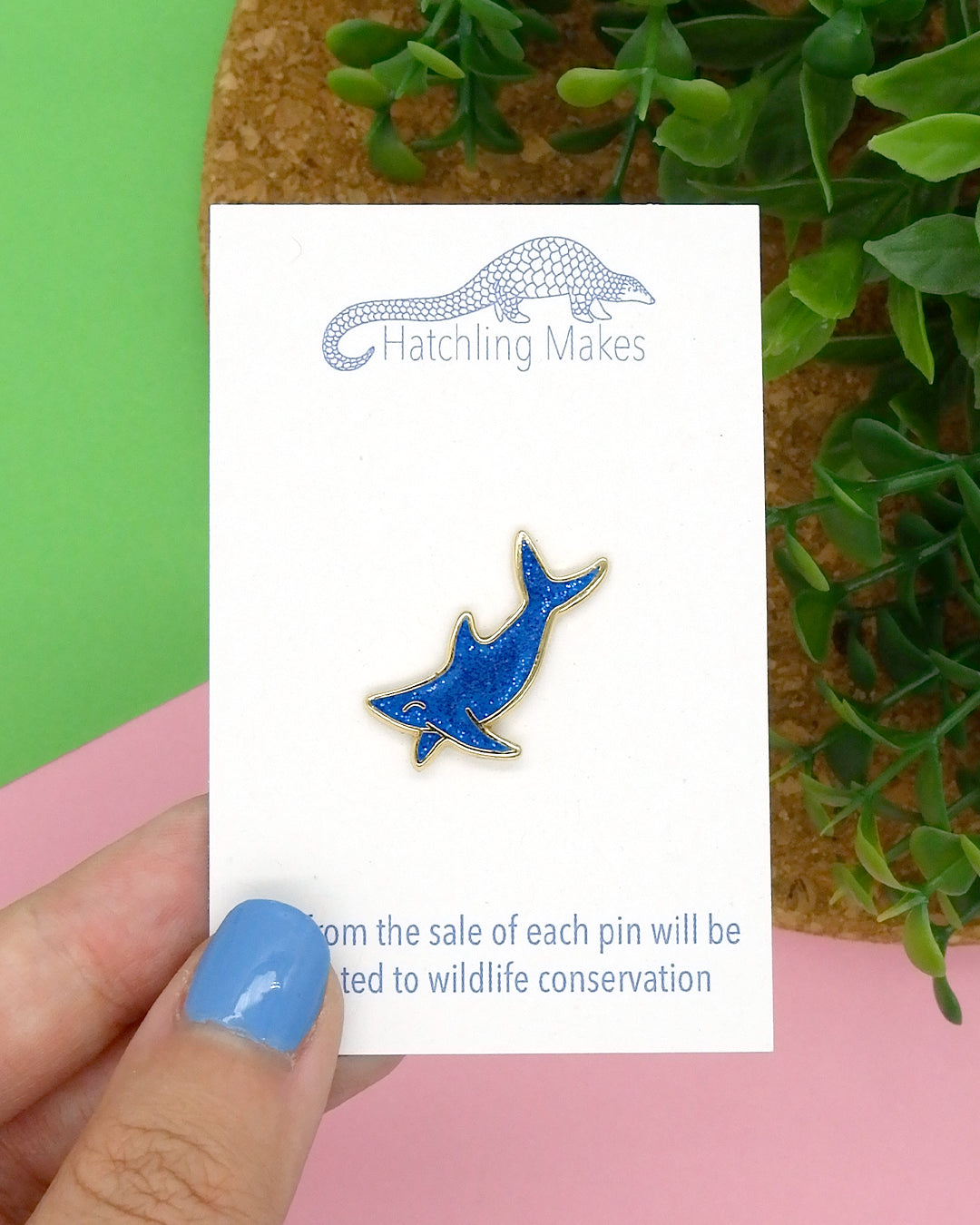 Shark glitter mini pin