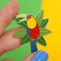 Green-billed toucan hard enamel pin