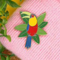 Green-billed toucan hard enamel pin