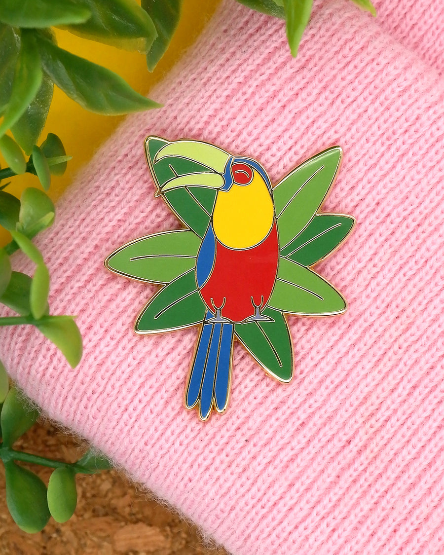 Green-billed toucan hard enamel pin