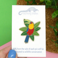 Green-billed toucan hard enamel pin