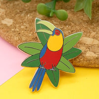 Green-billed toucan hard enamel pin